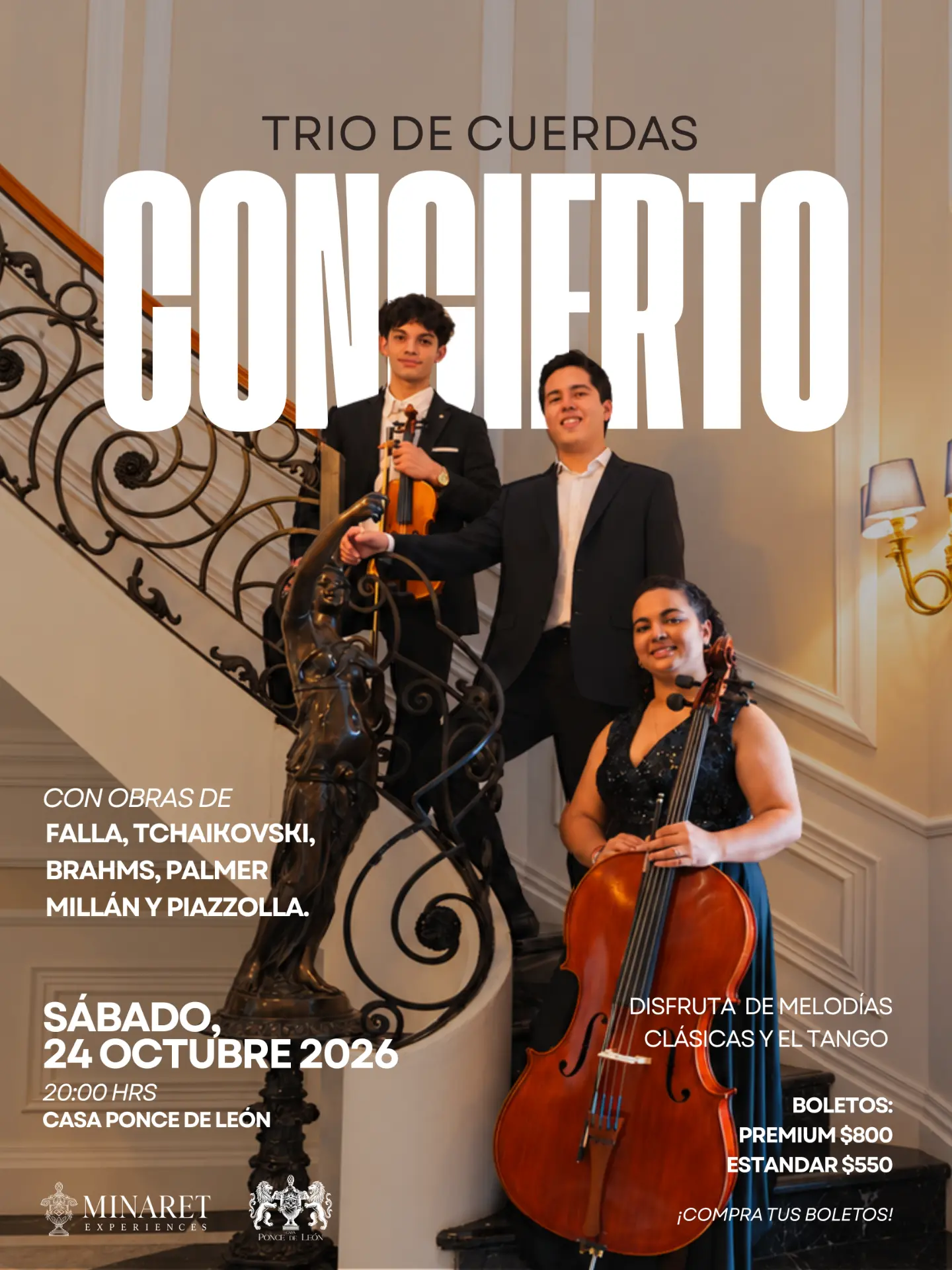 Trío en concierto: música clásica y tango